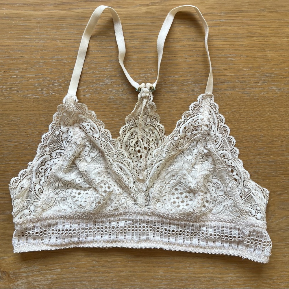 la vie en rose racerback off white bralette